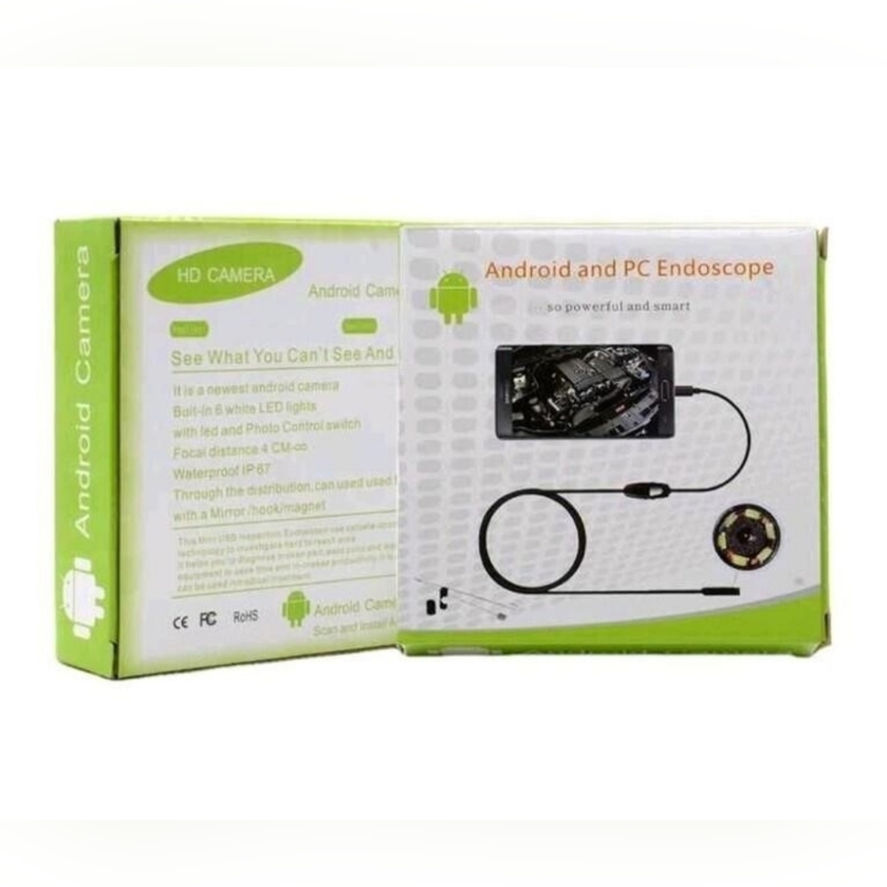 USB Android & PC Endoscope Camera 7mm | Waterproof Snake Cam w/ 6 LED Lights
